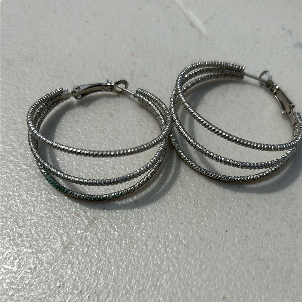 3/$20 Elegant Silver Hoop Earrings